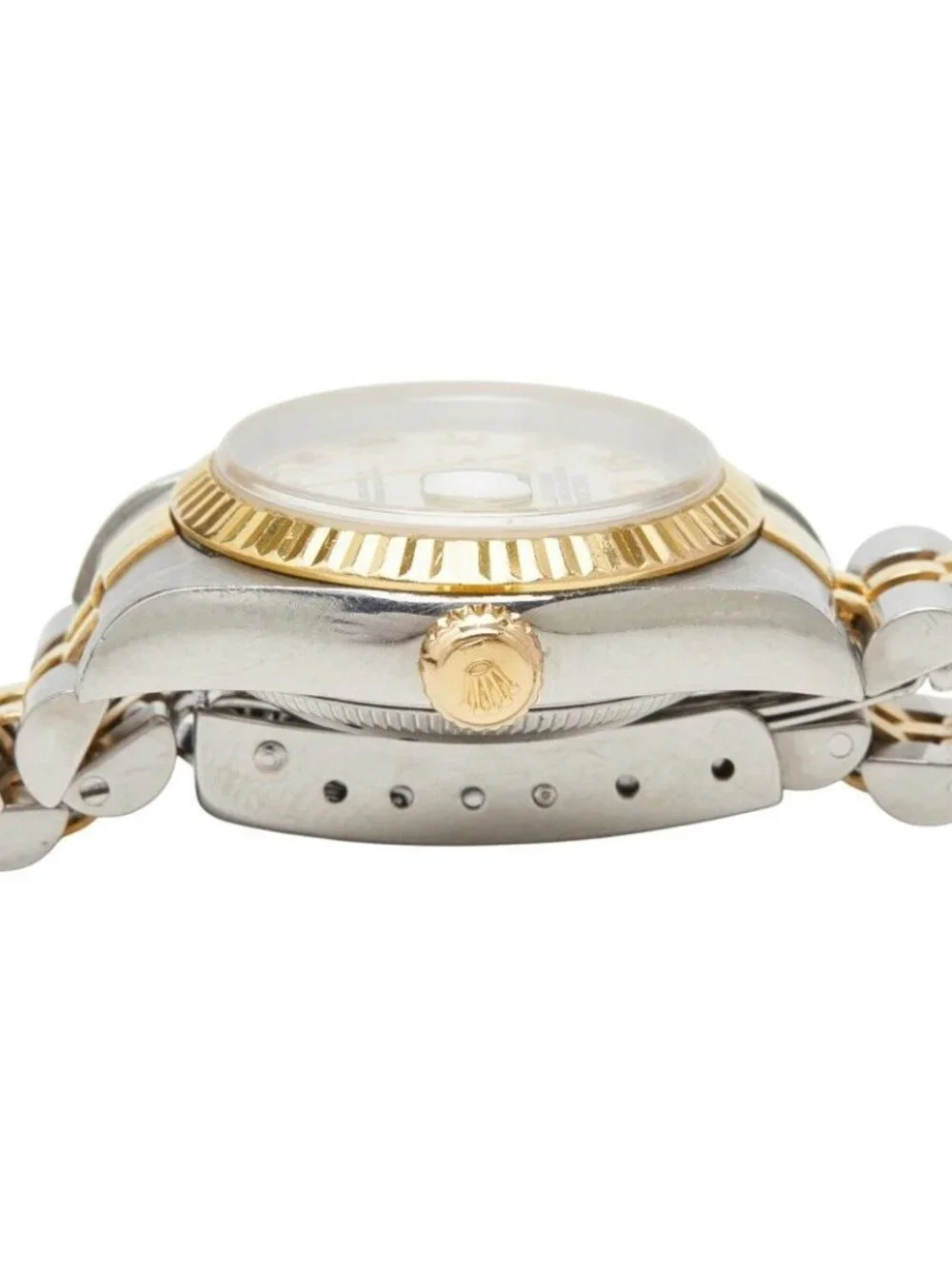 Rolex Datejust Watch Pyramid Rome White Gold Silver Stainless Steel 18k Yellow